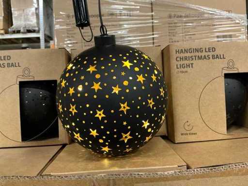 Projecteur de boule de Noël en LED suspendu pour la fête Ø15cm avec minuterie (22x)