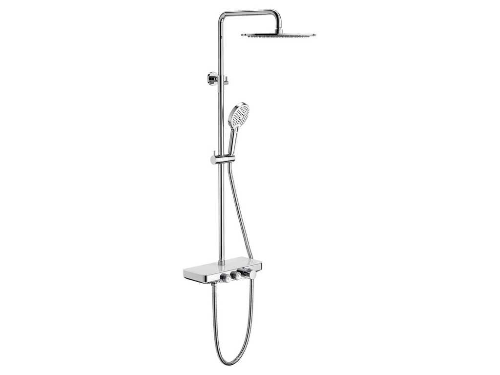 Saqu - Total controll - Shower set with shelf and rain and hand shower.