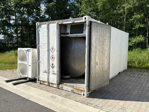 Opslagcontainer met geïsoleerde RVS tank