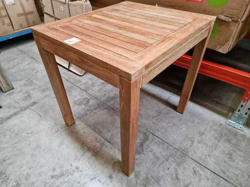 Collection de qualité - Table de jardin en teck françoise 70 x 80 cm avec pieds en blocs de teck