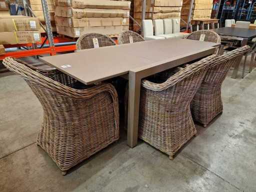 Prestige du jardin - Table du jardin Alu Lisbonne Champagne 152-228 x 90 cm