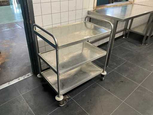 Stainless steel serving trolley