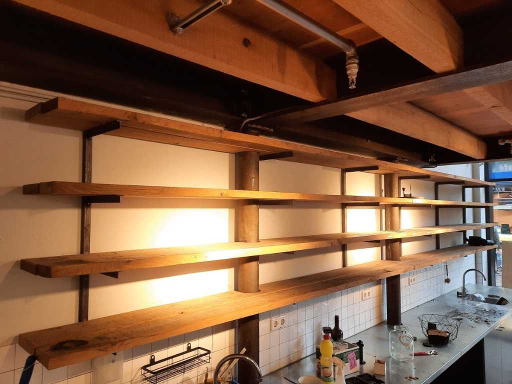 Wall shelf arrangement oak wood