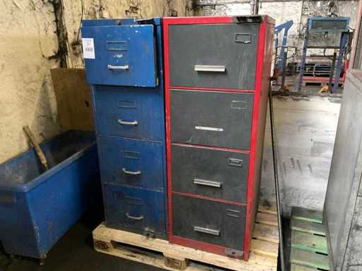 Metal drawer units with content (2x)