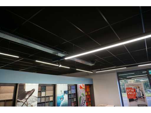 Éclairage de magasin 150 mètres de rails avec barres LED et 25 spots