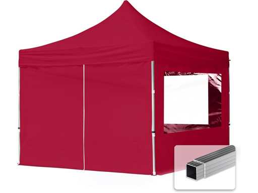 TOOLPORT Vouwtent 3x3 m - 2 zijden Aluminium Barnum Opvouwbare Tent Gazebo-stand Paddock Ontvangstsschuilplaats PES300 Rood