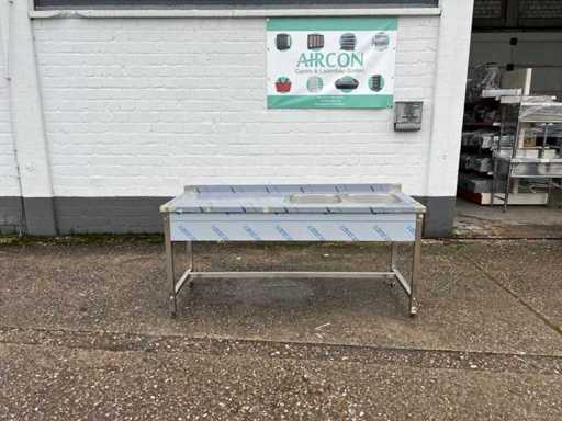 Sinkunit met achterwand en twee bassinen zonder basis Nieuw