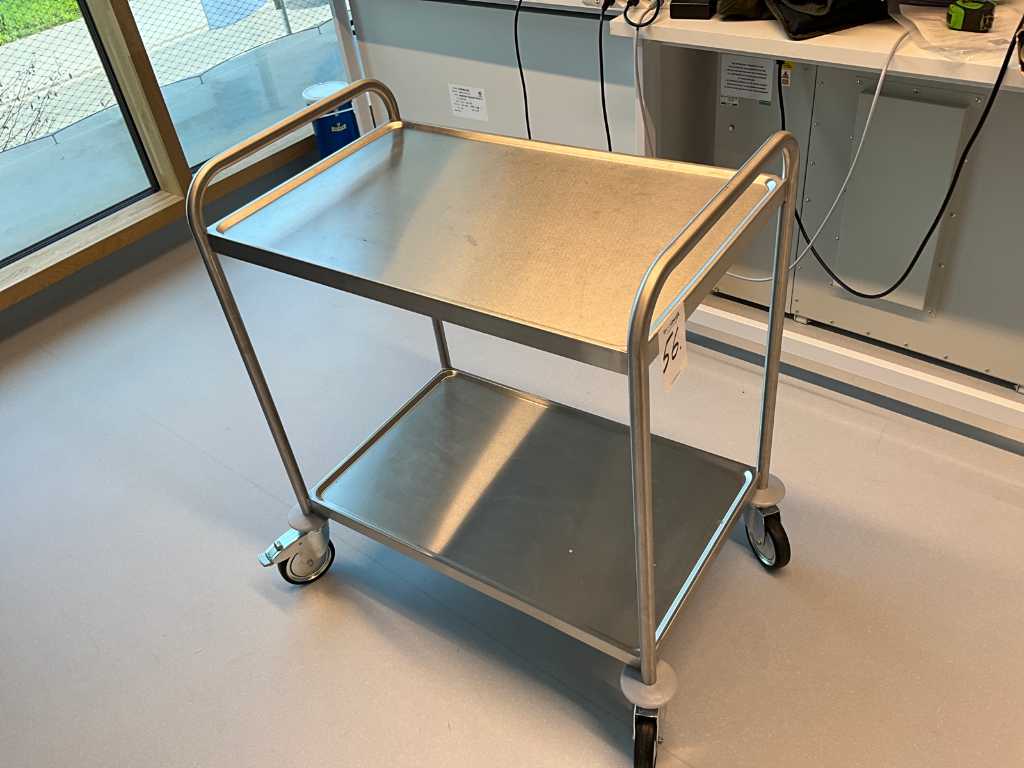 Laboratory trolley made of stainless steel