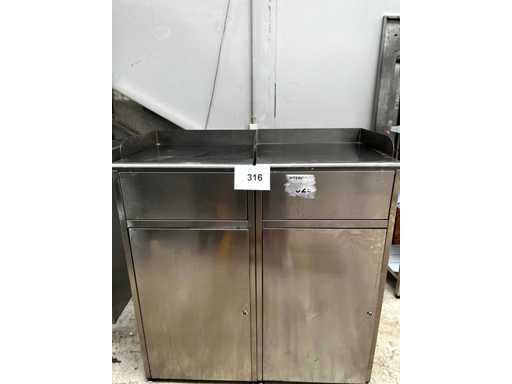 Industriële roestvrijstalen afvalcontainer (dubbel)