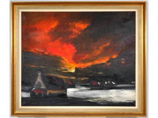 Paul Permeke - paysage hivernal - huile sur toile - grand 