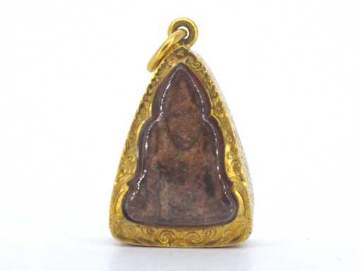 Thaise Phra - Heilige klei amulet in gouden kast