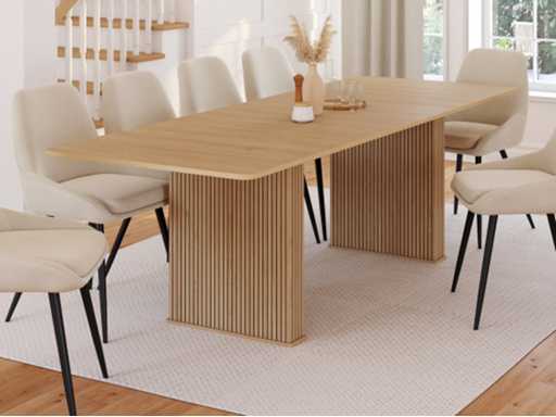 Uitschuifbare eettafelpoten van 160-240 cm houten cleat-effect