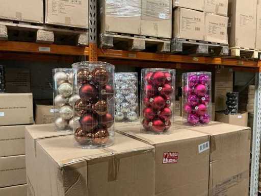 Partij diverse glazen kerstballen 80mm 15/tube (96 tubes)