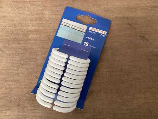 Lifestyle Shower Curtain Rings white PVC, set of 12 pieces (154x)