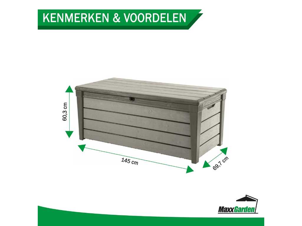 Keter Brushwood kussenbox - 455L - 145x69,7x60,3cm 6Stuks