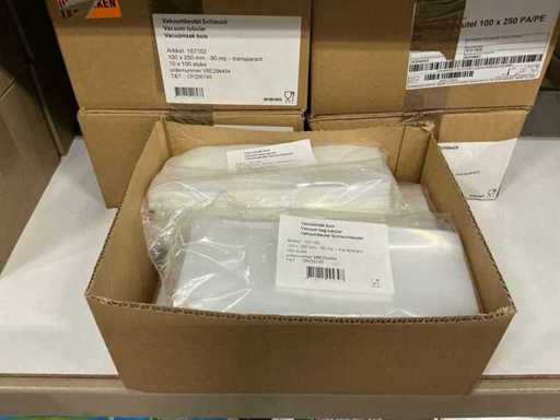Partia rurek worków próżniowych o wymiarach 100x250mm 90 mm przezroczystych (8000x)