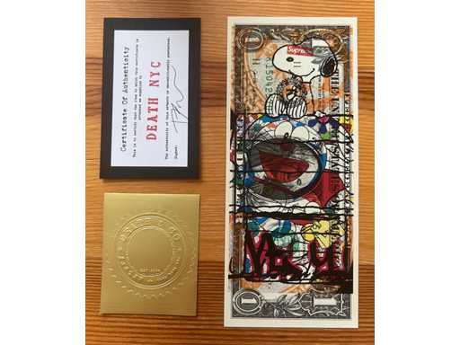 DEATH NYC : Snoopy & Doraemon sur US Dollar 11/100