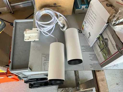 Lámpara colgante Dekolight de 2 piezas - Lucea 10 CCT, 10 W, DIM, 3000/4000 K, blanca con adaptador de raíl trifásico