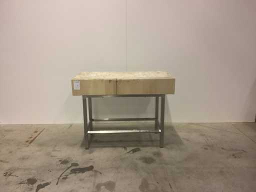 Houten hakblok + inox onderstel