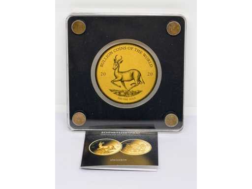 1/200 OZ 999 Fine Gold Springbok 2020 Tchad