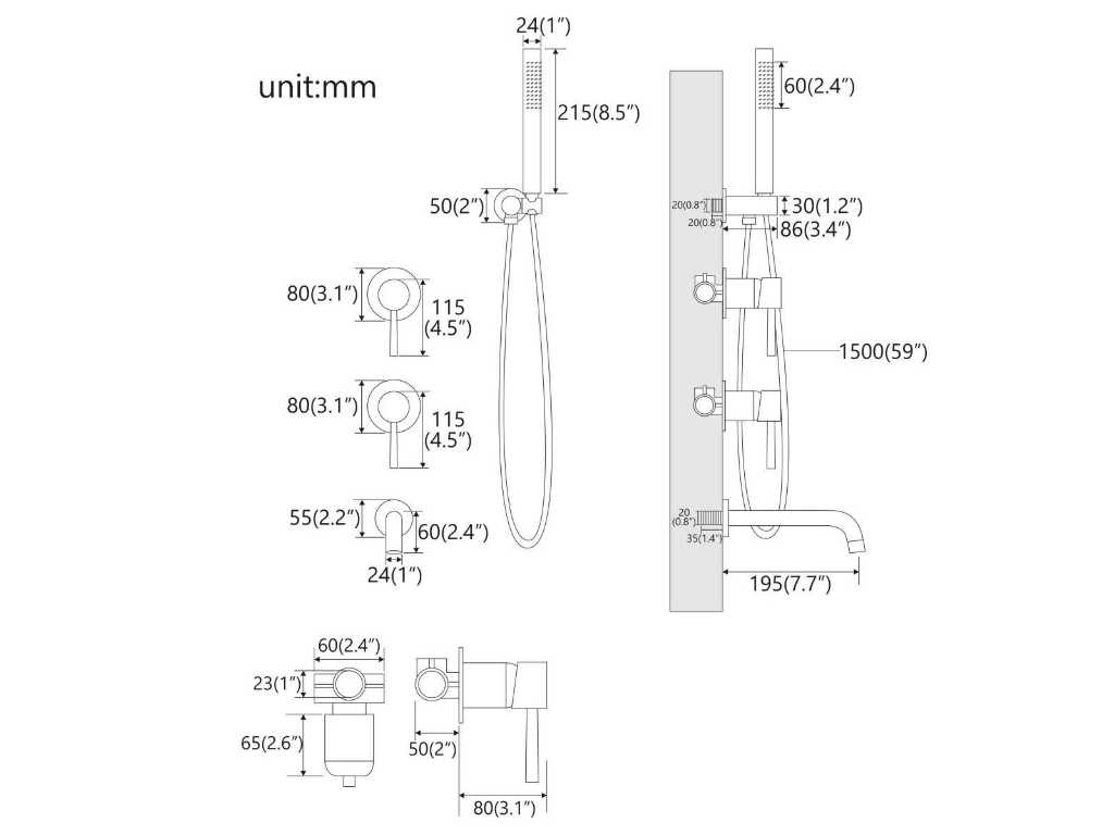 Builtin bath mixer Madal