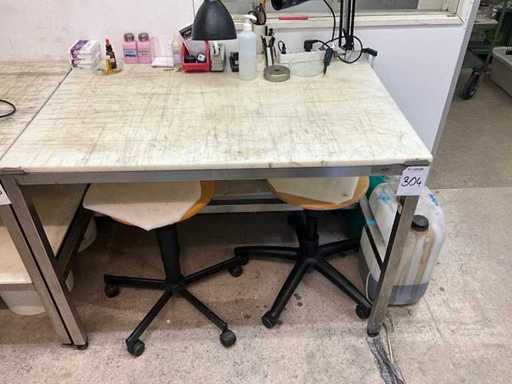 Workbench stainless steel with accessories