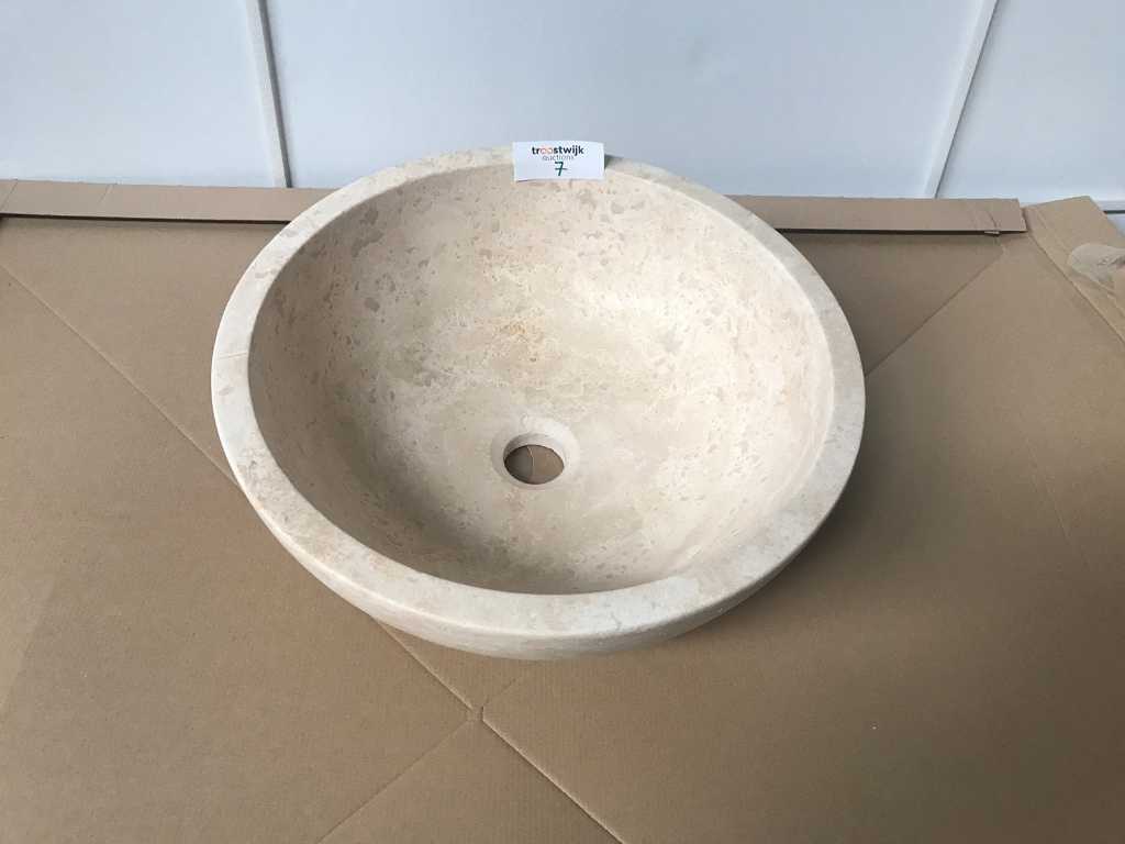 Natural Stone Travertine Beige Washbasin 2 pieces