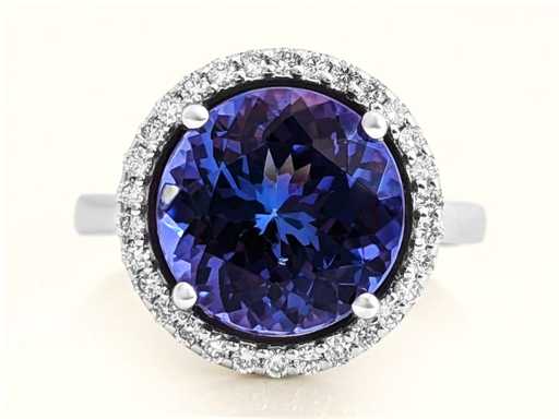 Luxe Ring Natuurlijke Tanzanite Blauw-Violet 4,77 karaat in 18 karaat witgoud