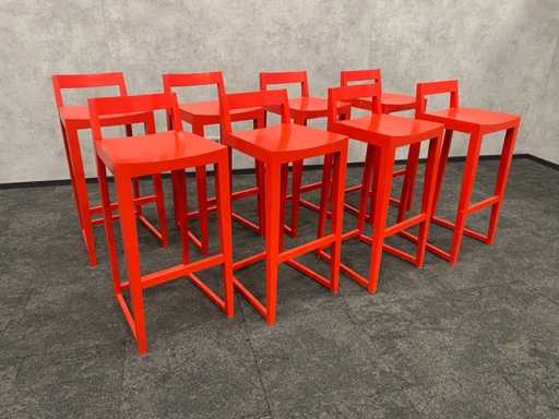 8x sgabello da bar in legno ZH80 rosso