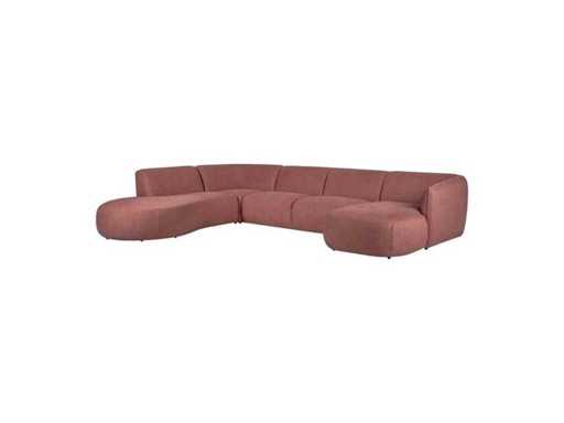 fonQ - Canapea moale în formă de U stânga - Micro chenille - Roz vechi - Set de canapea
