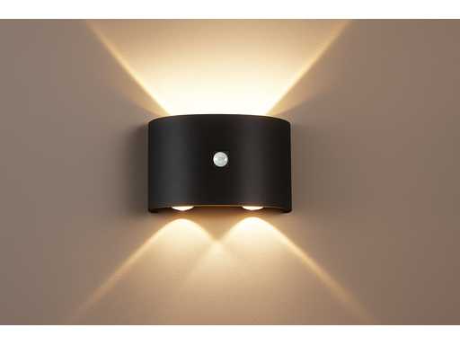LED Wandlamp met Sensor – SW-2310-2 – 4W – 3500K Warm Wit – Zwart – IP54 – Aluminium (x20)