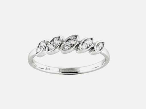 Anello in oro bianco 14 nodi con diamante naturale