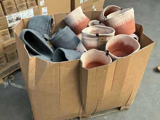 PALLETDEAL mix grijs/roze Fair Trade mand/plantpot 100% wolvilt +/- Ø25 x 20cm hoog
