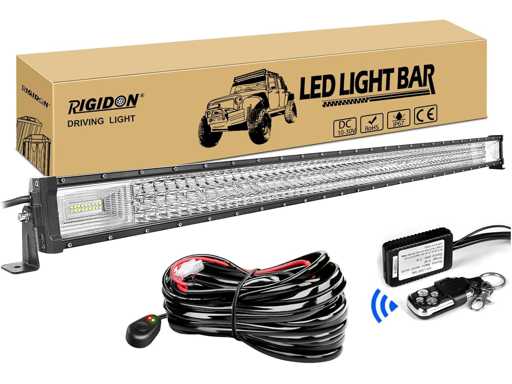 52 Inch 130cm 675W LED Light Bar with 12V Strobe Ki Wiring Harness