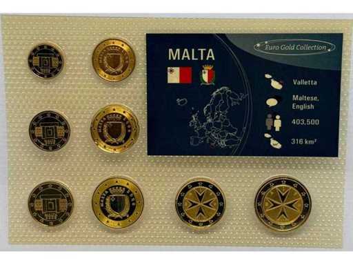 Ensemble de pièces Malte Euro-Gold-Collection – Plaqué or 24 carats - Limitation 10 000