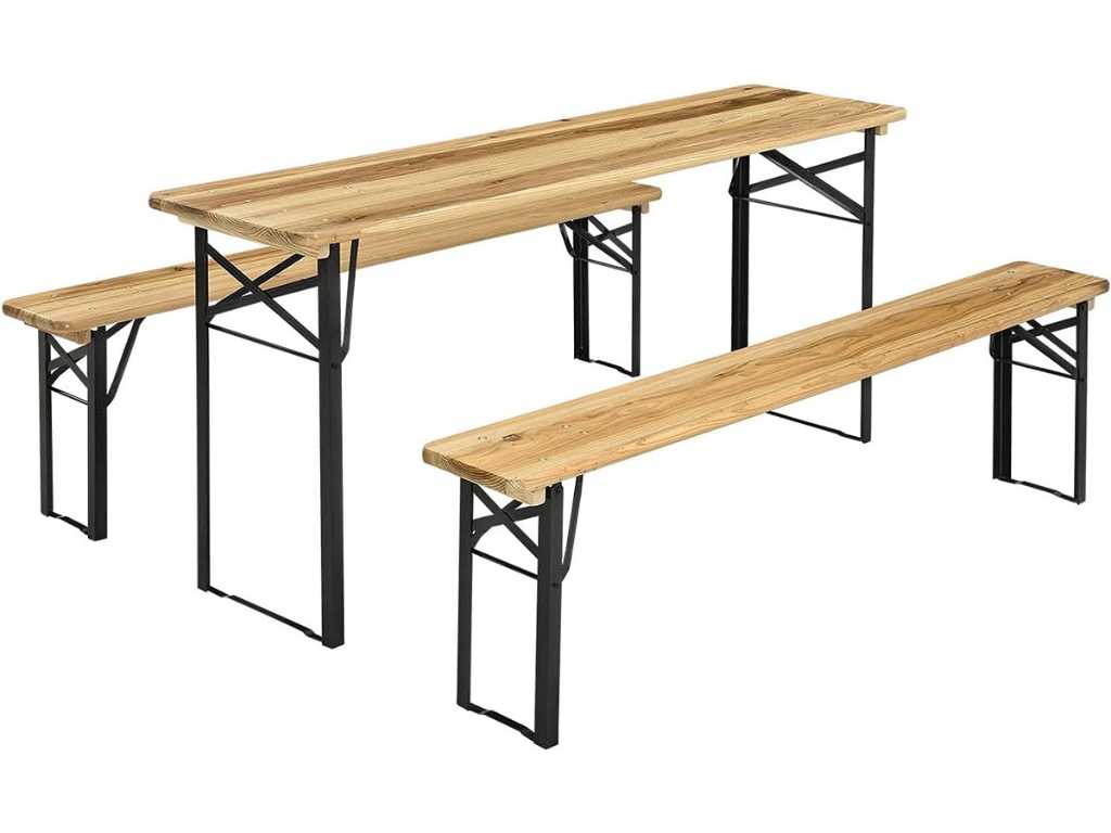 MaxxGarden Picnic Table with Benches – Foldable Beer Table – Picnic Set Wood – Table with Benches – 167x45x75cm