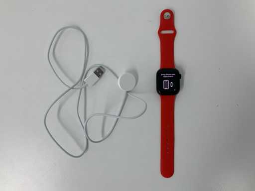 Apple Watch Series 8 41mm GPS Midnight Aluminium z czerwonym paskiem sportowym