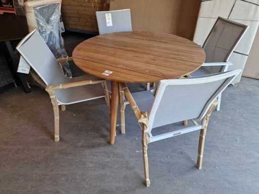 Hartman - Table de jardin en teck Sophie Dia 120 cm Hautes planches de large