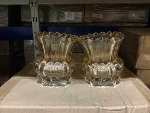 Lot, świecznik, tulipanowe szkło D9,5/H11cm żółte (24x)