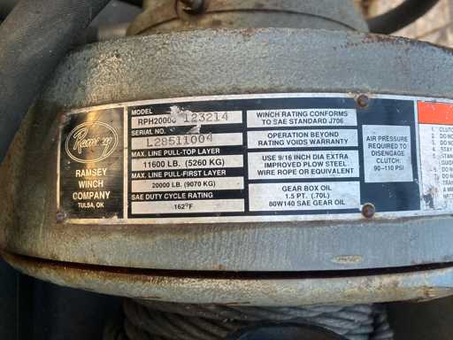 RAMSEY RPH 20000 Winch 9 Ton w/ Traverse f. MAN + Radio