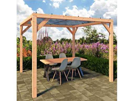 Douglas pergola "Silvano" met zonweringdoek - 324x324x250 cm