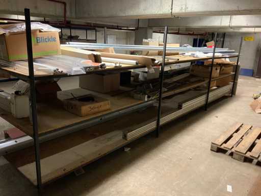 Metal rack with content.