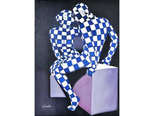 Jack Gage – Amour en bleu - olie op doek - 120x90 cm