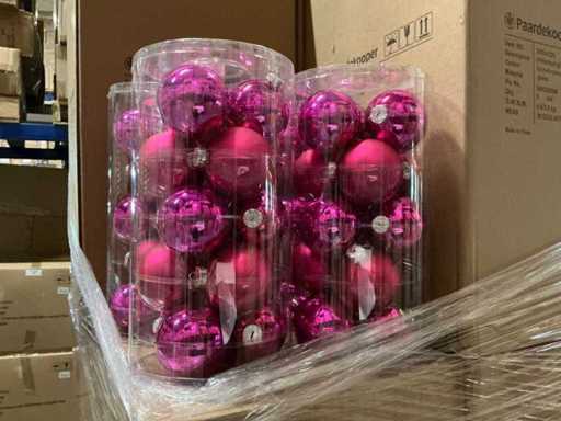 Série de boules de Noël en verre 80mm fuchsia combi 15/tube (140 tubes)
