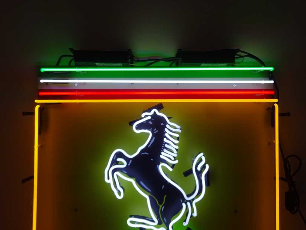 Ferrari - Enseigne au néon (verre) - 100 cm x 80 cm