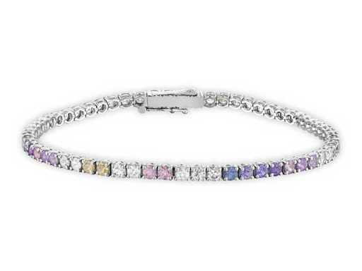 Brățară de safir natural multicolor de lux 5,24 carate din aur alb 18k.