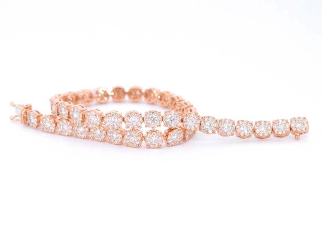 Bracelet tennis en or rose avec diamants de 5,00 carats