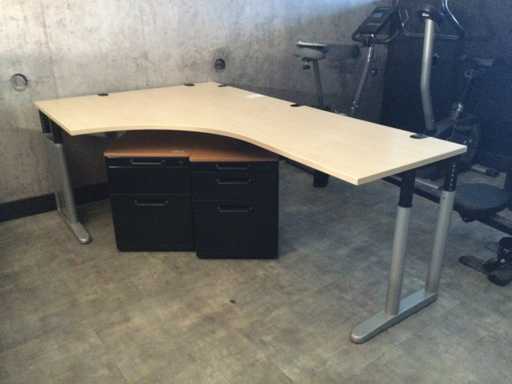 Scrivania angolare con 2 cassetti