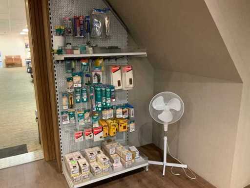 Store rack with various contents