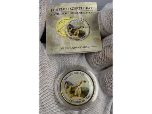 2 Euro Gedenkprägung – Sixtinische Deckenfresken „The Creation of Adam“